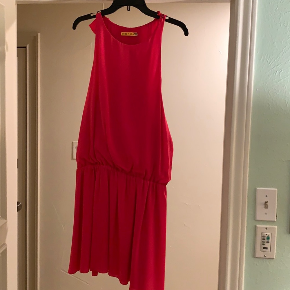 Alice and Olivia hot pink high neck dress